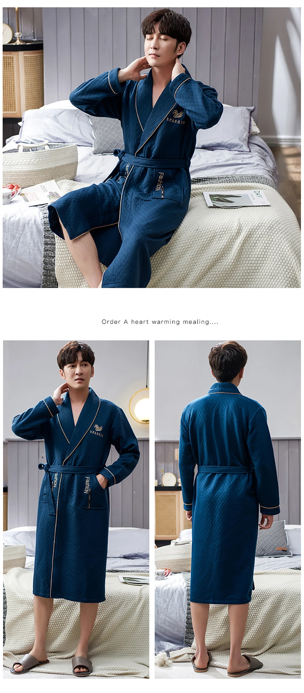 silk pj set Autumn Winter Thick Warm Men Robe Bathrobe 100%Cotton Air Interlayer Bath Sleepwear Luxury Men Kimono Solid Plaid Dressing Gown best silk pajamas