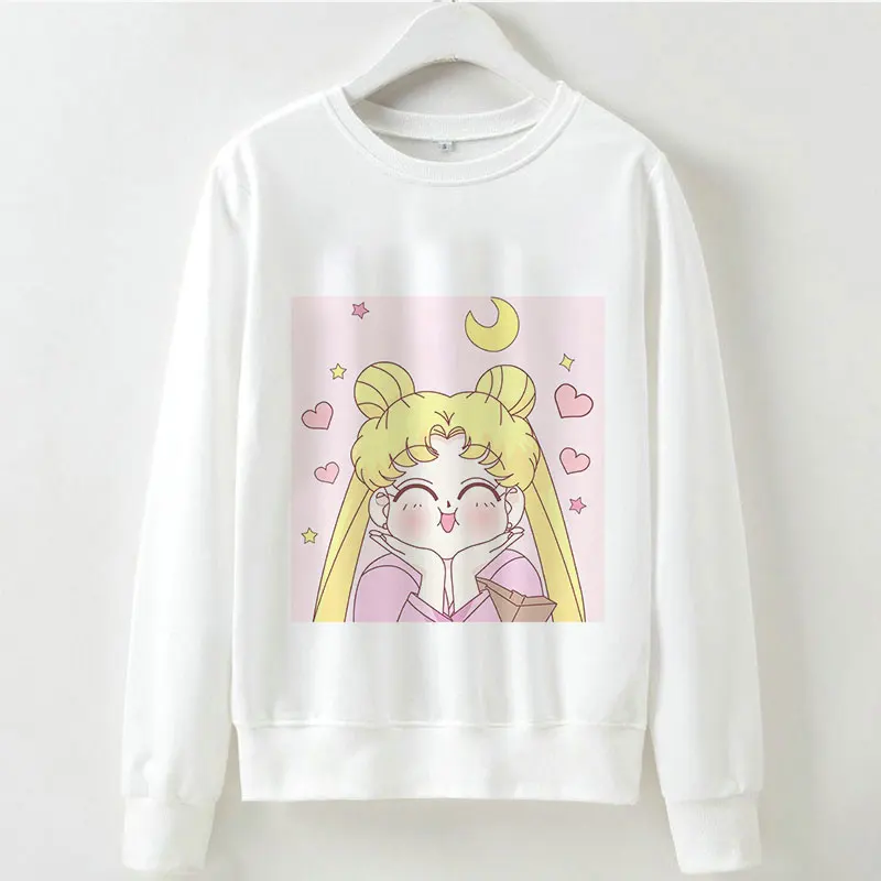 Весна Лето Harajuku Kawaii Забавный Сейлор Мун японский женский свитер пуловер Топы уличная Толстовка с длинным рукавом