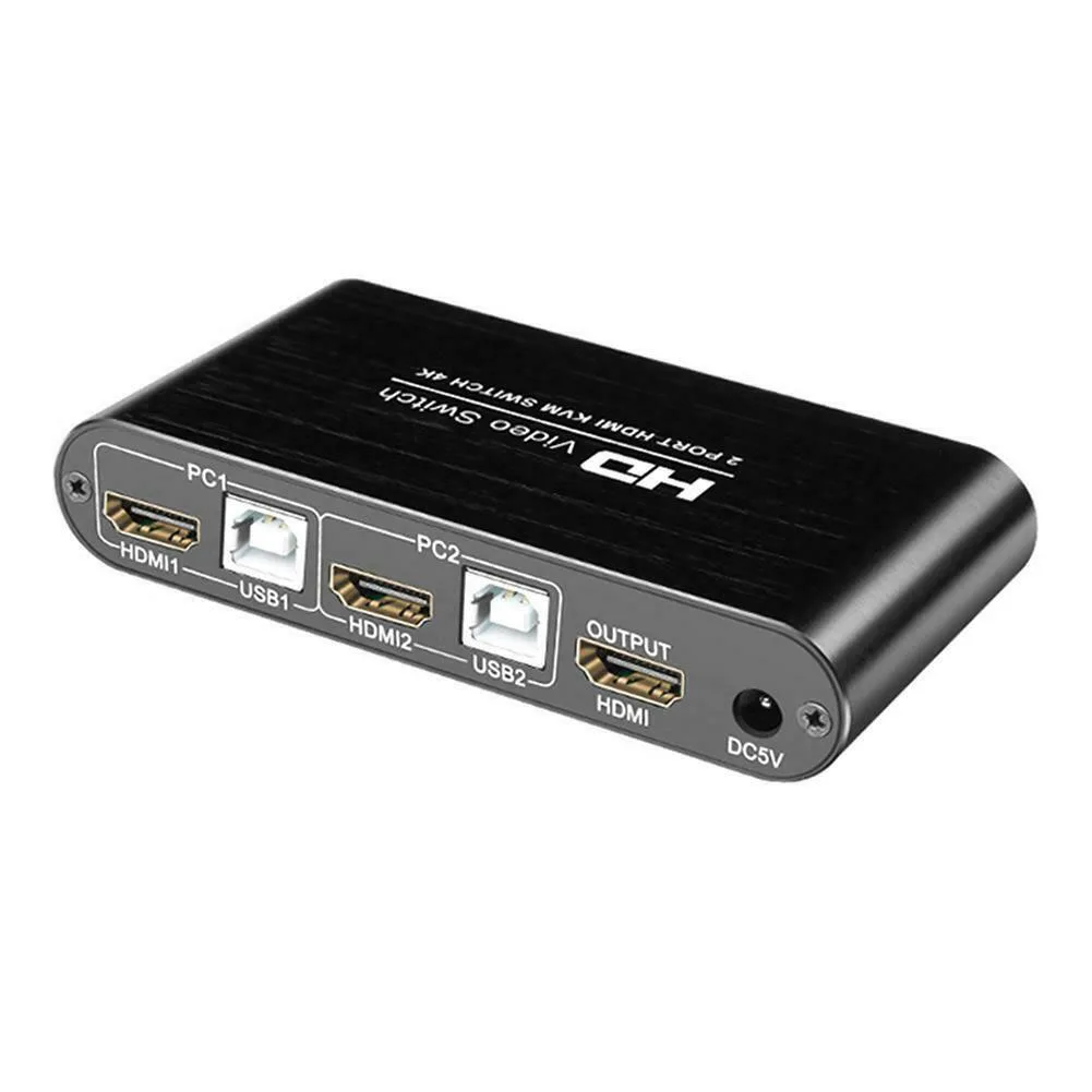 2 порта мультимедиа Профессиональный KVM 4K HDMI коммутатор Аудио клавиатура разъем для мыши и игры мини мыши сплиттер для обмена монитором