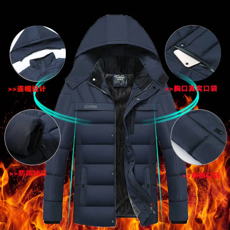 Winter Middle-aged Men'S Wear Dad Winter New Style Middle-aged Men's Brushed And Thick down Jacket Cotton-padded Clothes Coat