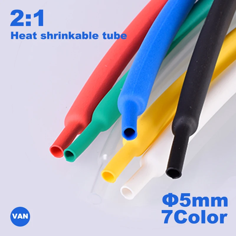 

2:1 1meter 5mm diameter heat shrinkable cable insulation tube sleeve wire transportation DIY connector repair