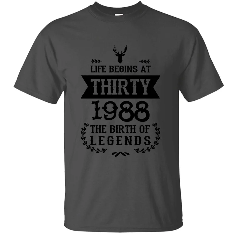 Смешная дышащая футболка на 30-й день рождения, 1988 хлопок, рисунок, солнечный свет, Мужская футболка, юмористический стиль, европейский размер, S-5xl
