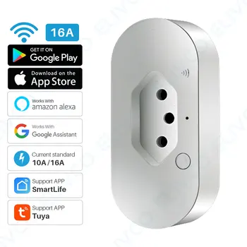 

Smart Power Plug WiFi Brazil Intelligent Outlet With Energy Monitor Timing Tuya APP Remote Control Works With Alexa Google Home