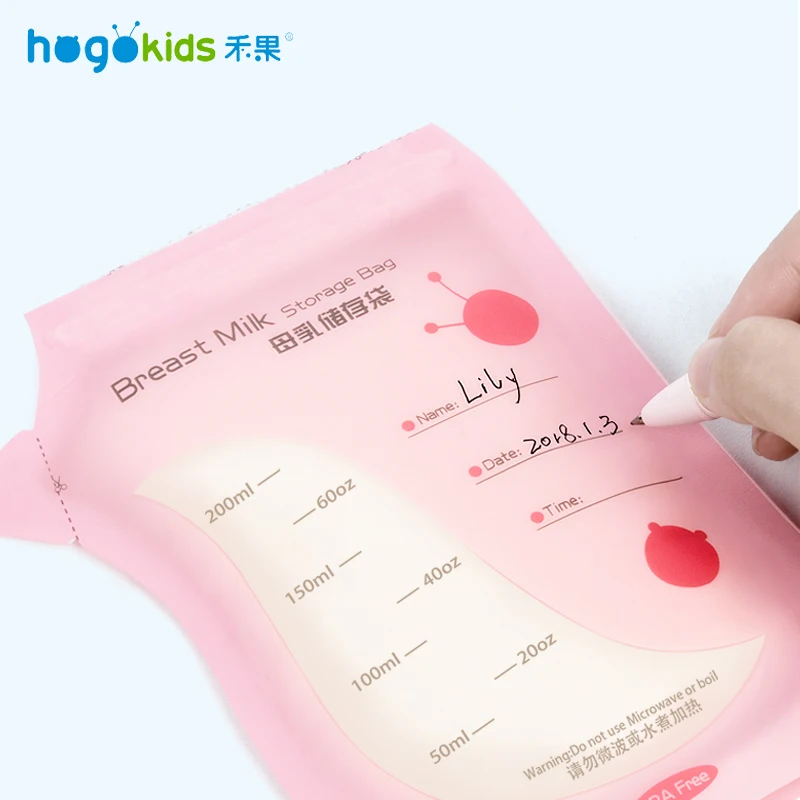 Hogokids, 30 шт, детские пакеты для хранения грудного молока, 200 мл, без бисфенола, морозильная камера, пакеты для кормления, безопасные мешки для грудного молока