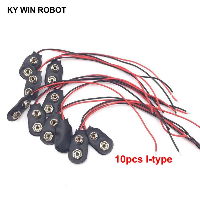 10pcs I-type Высокое качество T Тип 10 шт. 9 в DC Батарея Кабель питания провода шнур разъем клип разъем для Arduino DIY - Цвет: 10pcs I-type