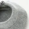 FS Winter Hats For Women Beanie Rabbit Fur 2023 Warm Knitted Hat Flower Double Layers Warm Beret Snow Caps Gorros Femme 6