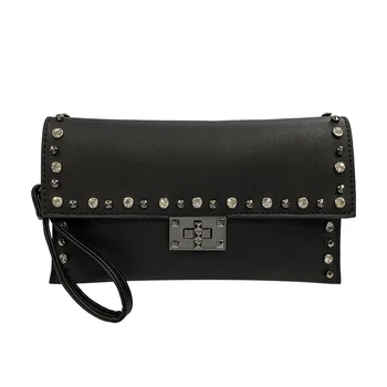 

Women Clutches Pretas Bag Simple Black PU Leather Crossbody Bags Enveloped Shaped Small Messenger Shoulder Female Bag