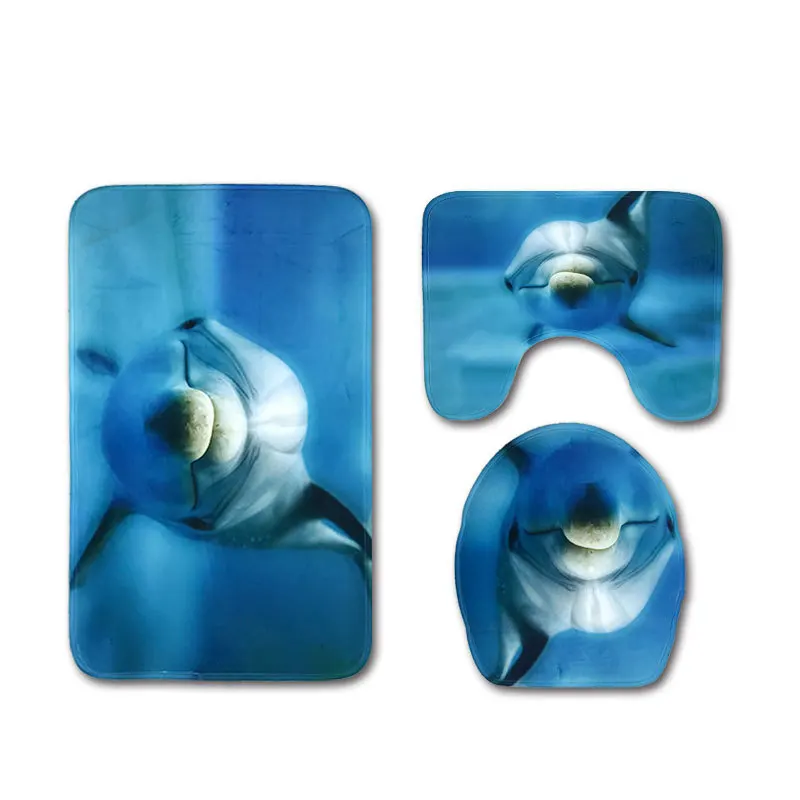 Dolphin 02 Zeegle Undersea World напечатанный коврик для ванной, коврик для ванной комнаты, 3 шт., коврик для ванной комнаты, Нескользящие впитывающие коврики для ванной комнаты - Цвет: Dolphin 02