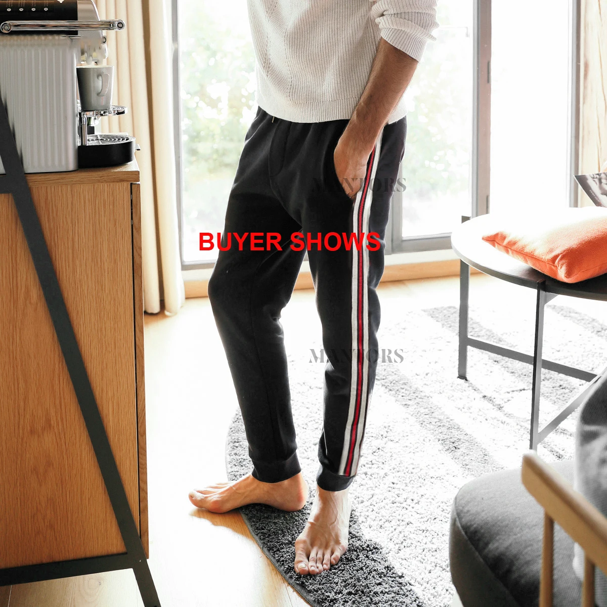 2020 Casual Jogging Pants Men Fleece Sport Striped Side Drawstring Sweatpants Men Joggers Trousers Mid Waist Pocket Running Pant