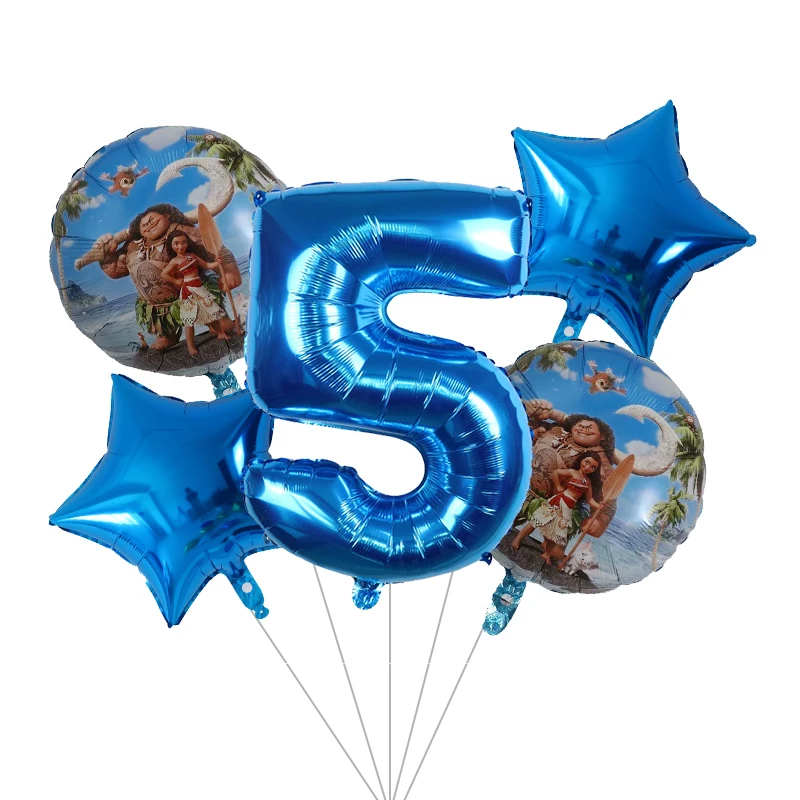 5 개 디즈니 모아 나 호일 풍선 블루 모아 나 테마 생일 파티 장식 베이비 샤워 장식 아이 파티 풍선 공기 글로브
