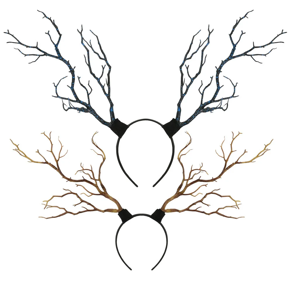 Модный хит; рога бабочки повязка на голову в форме рогов оленя ветви дерева, повязка на голову, нарядное с головными повязками на Рождество и Хеллоуин; повязка для волос аксессуары головной убор