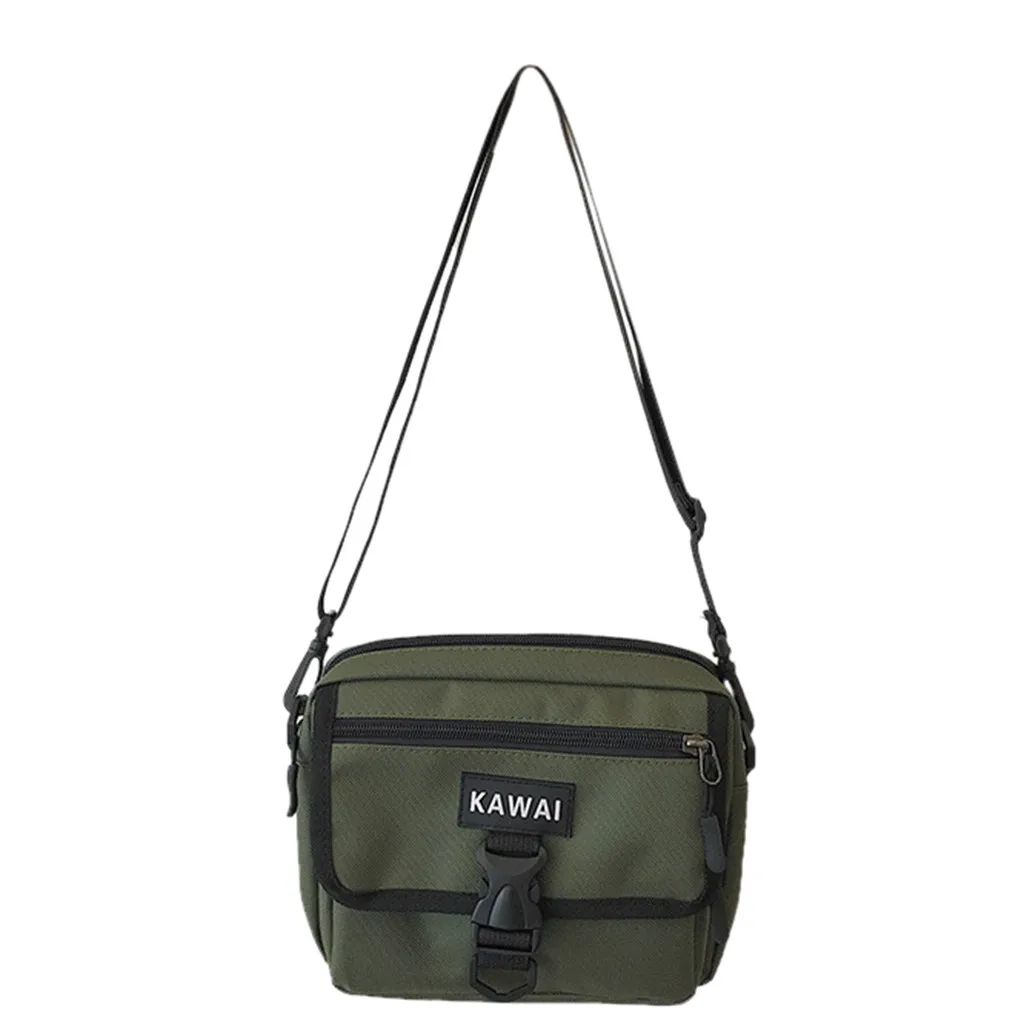 Новая мужская модная сумка в стиле хип-хоп в стиле ретро, однотонная сумка на молнии с несколькими карманами, холщовая маленькая сумка, сумка на плечо - Цвет: Зеленый