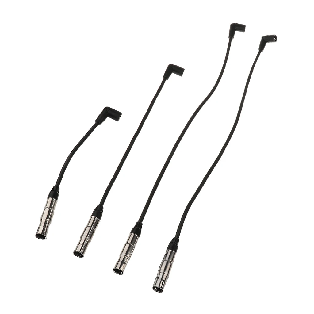 4 Pack Race Straight Spark Plug Wire Set Metal Rubber Spark Plug Wires with Boots at  Spark Plug End