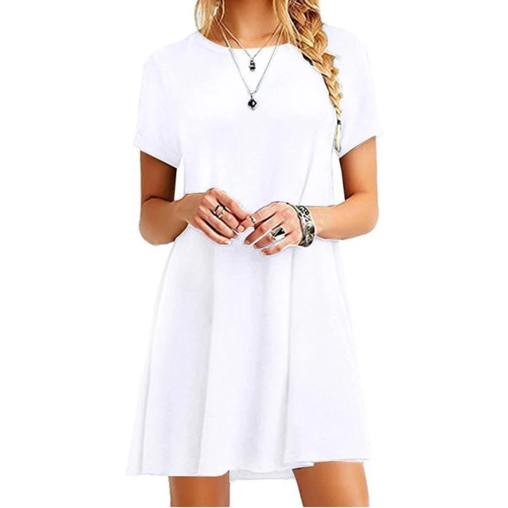 party dresses Casual Boho Beach Dresses  Womens O-Neck Party Summer Dress Short Sleeve Loose Mini Dress summer dresses