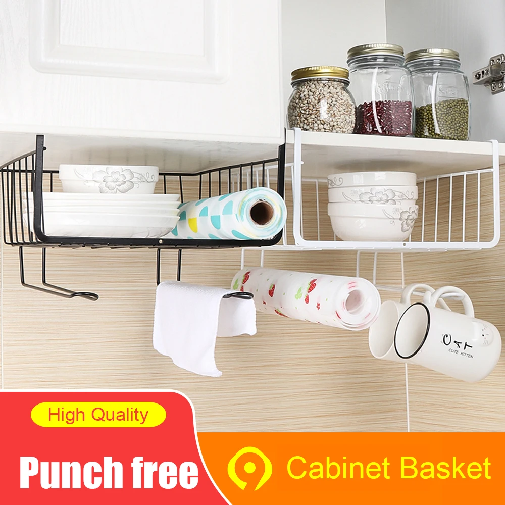 

Iron Mesh Shelf Basket Cupboard Cabinet Door Organizer Rack Closet Holders Hanging Under Shelf Storage Basket Rack Organizer new