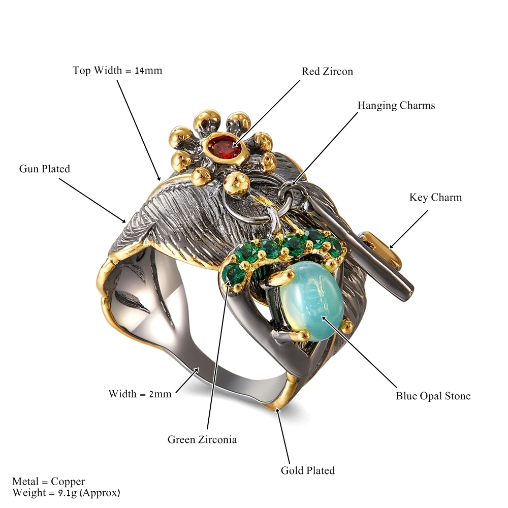 DreamCarnival1989 New Original Feminine Earrings-Ring Set for Women Hanging Charm Key to Open Her Heart Dangle Jewelry ER4029+31