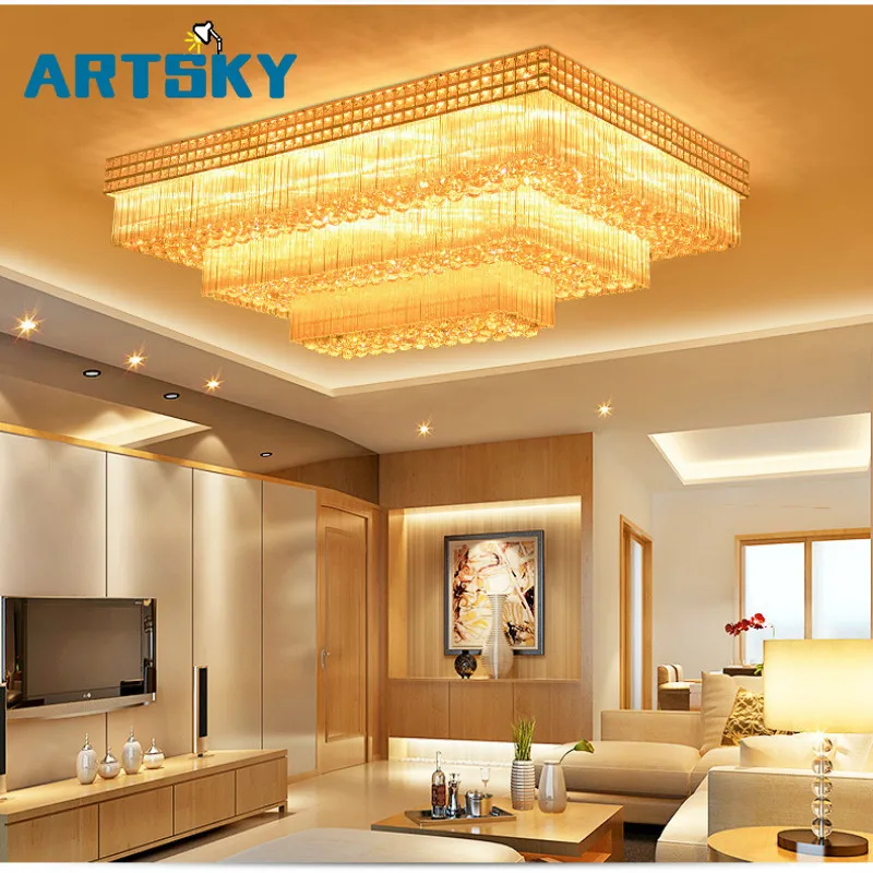 

Traditional Golden Rectangular Ceiling Lamp Stainless Steel Suitable for Living Room Hotel