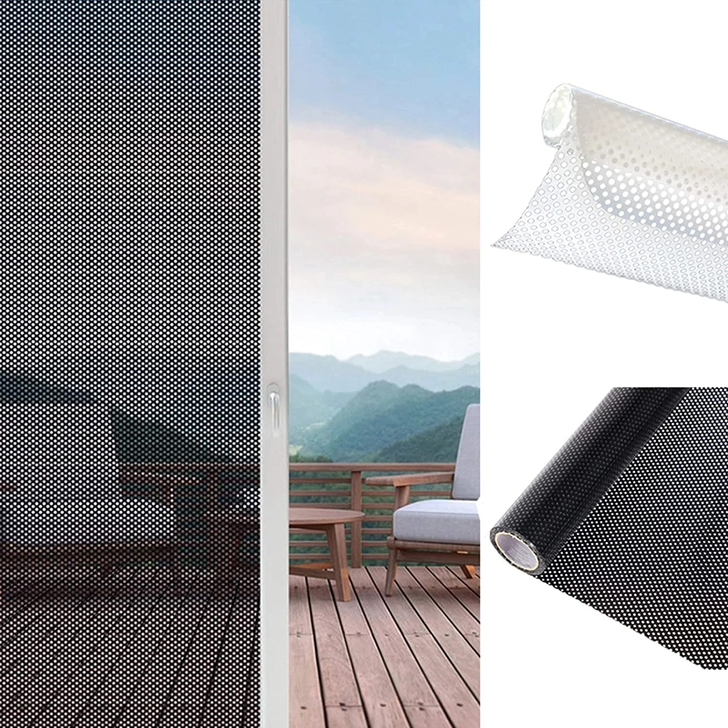 Self-adhesive Mesh Window Film Privacy Room Darkening Window Glass Sticker Anti-uv Dotted Cling For Home Office car sun shade