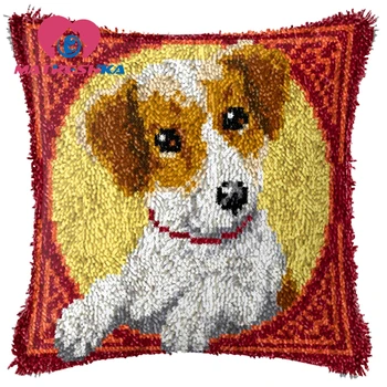 

Dog Latch hook pilowcase kits Foamiran for craft carpet embroidery cross-stitch pillow do it yourself button carpet diy tapestry