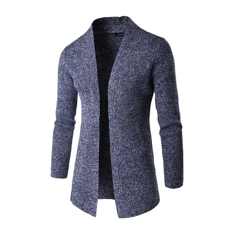 Blue Вязаный свитер мужской зимний тонкий кардиган серый повседневный Casaco Masculino длинный рукав плюс размер 2xl свитер длинный кардиган - Цвет: Blue