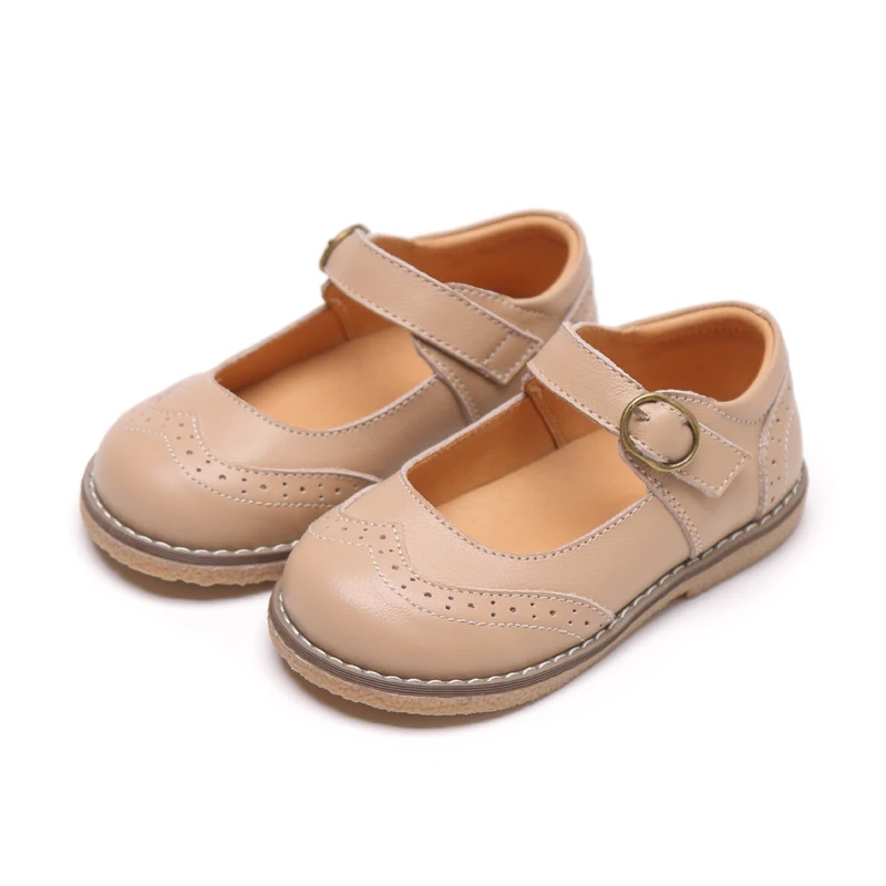 SGF018Khaki Детская кожаная обувь для девочек; сезон осень; Новинка; детская обувь в британском стиле; кроссовки для девочек; однотонная нескользящая обувь на плоской подошве для младенцев; SGF018 - Цвет: SGF018Khaki