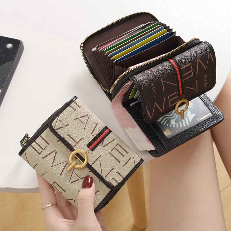 

2020 Women Mini Short Wallets Purse Leather Small Wallet Short Multi-card Holder Large-capacity Kraft Paper Wallet Women Purse