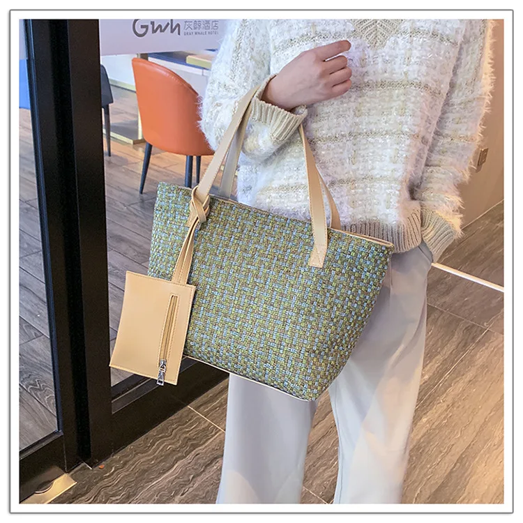 

E New Arrival Large-Volume Woolen Cloth Big Bag Women's 2019 Autumn And Winter New Style One-Shoulder Shopping Bag Cloth Bag Han