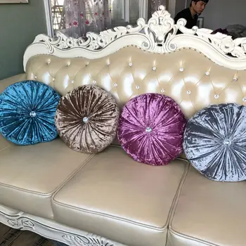 

Gold Velvet Solid Color Round Back Cushion Pumpkin Pillow for Seat Sofa Living Room Car Back Cushion Home Bedroom Decoration