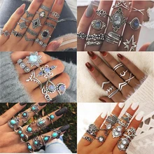 Vintage estilo bohemia de set de anillos para nudillos para las mujeres de color oro corona de flor de Luna anillos de dedo de la joyería 2020 de la nueva
