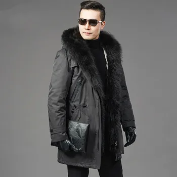 

Real Fur Coat Natural Rabbit Fur Liner Raccoon Fur Collar Parka Jacket Plus Size Jackets Men Casual Warm Parkas NZ725 YY615