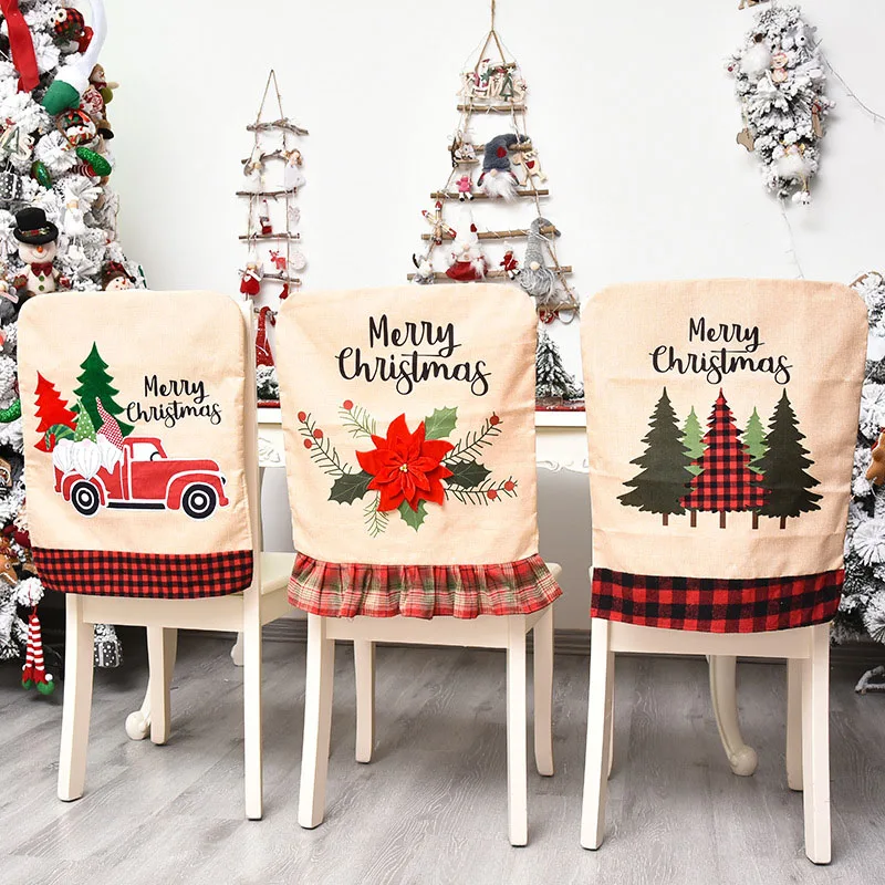 

2021 New Christmas Dining Chair Slipcovers Chair Back Covers For Christmas Banquet Holiday Festival Decor Home Party Chair Cover