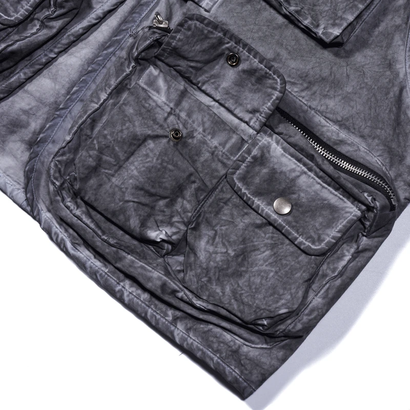 Винтажные джинсовые жилеты для мужчин функциональная джинсовая куртка карго в