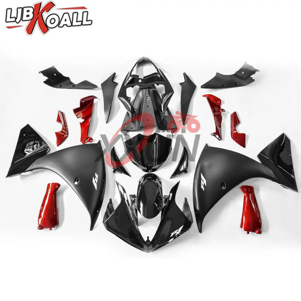 

YZFR1 Full Fairing Kit Injection Bodywork Rear Tail Cowl for Yamaha YZF R1 YZF-R1 1000 2009 2010 2011 Gloss Matte Black with Red