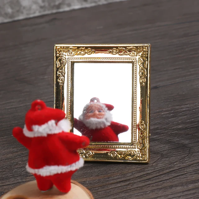 1:12 DIY Mini Golden Frames Dollhouse Ornament Vintage Furniture Miniature Retro Mirror European Style Doll Accessories 3