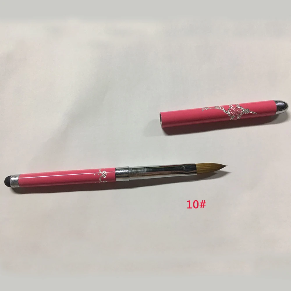 Pink size 10 ANGNYA новая акриловая кисть#8#10 колонский Соболь кисть для рисования ногтей кисть для дизайна ногтей желтый металл ручной кристалл маникюрный салон инструмент - Цвет: Pink size 10