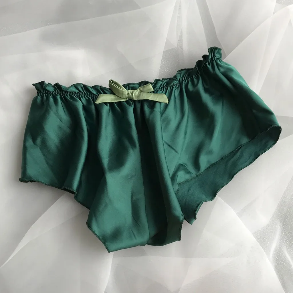 Шелковые атласные шорты для сна для женщин и девушек, сексуальные цветочные кружевные пижамы размера плюс, летние мягкие удобные короткие штаны
