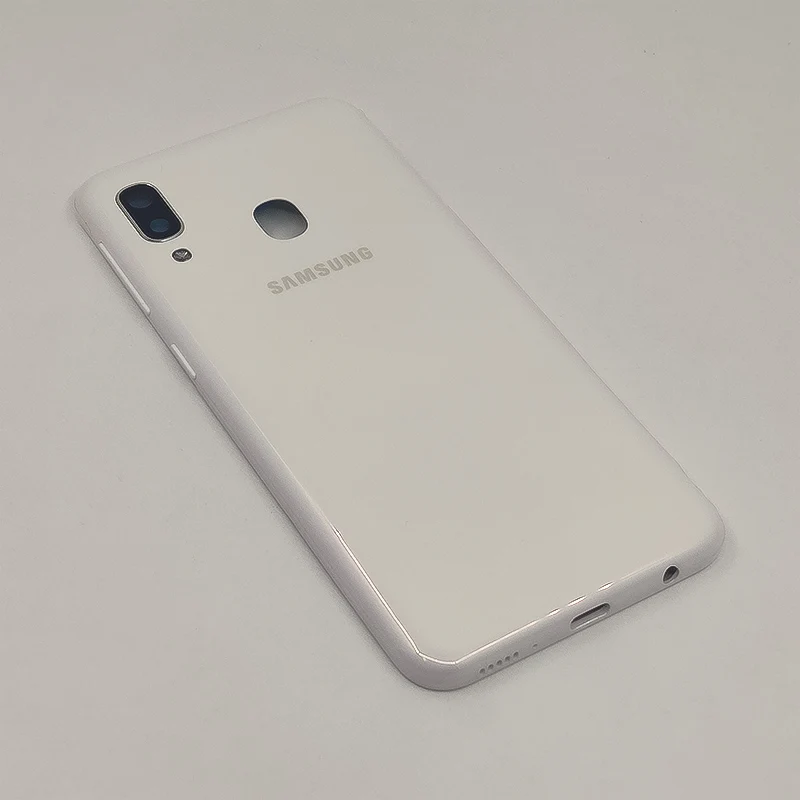 Белый A20e чехол для телефона для samsung Galaxy A20E Задняя крышка батареи Задняя Дверь Корпус чехол Замена ключ для боковой кнопки объектив камеры - Цвет: Белый