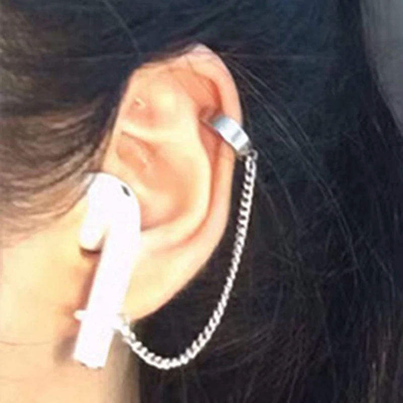 Длинные серьги AirPods с кисточками, с защитой от потери, покрытые серебром и синими ушками, для наушников, для мужчин и женщин, ювелирные аксессуары, подарок