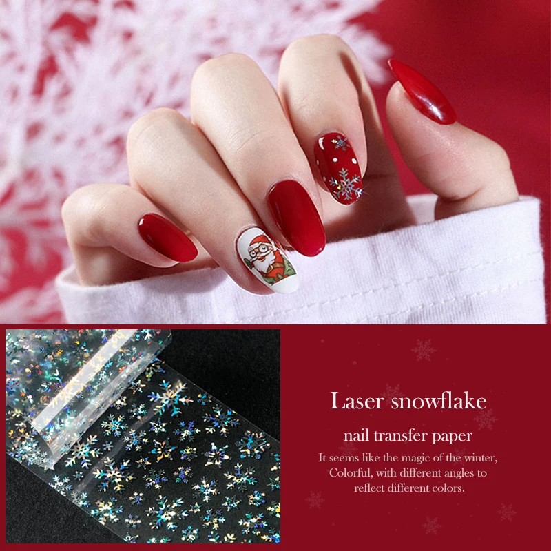 

100x4cm christmas pattern for nail sticker star transfer snowflake star Laser glitter christmas Nail Art transfer sheets
