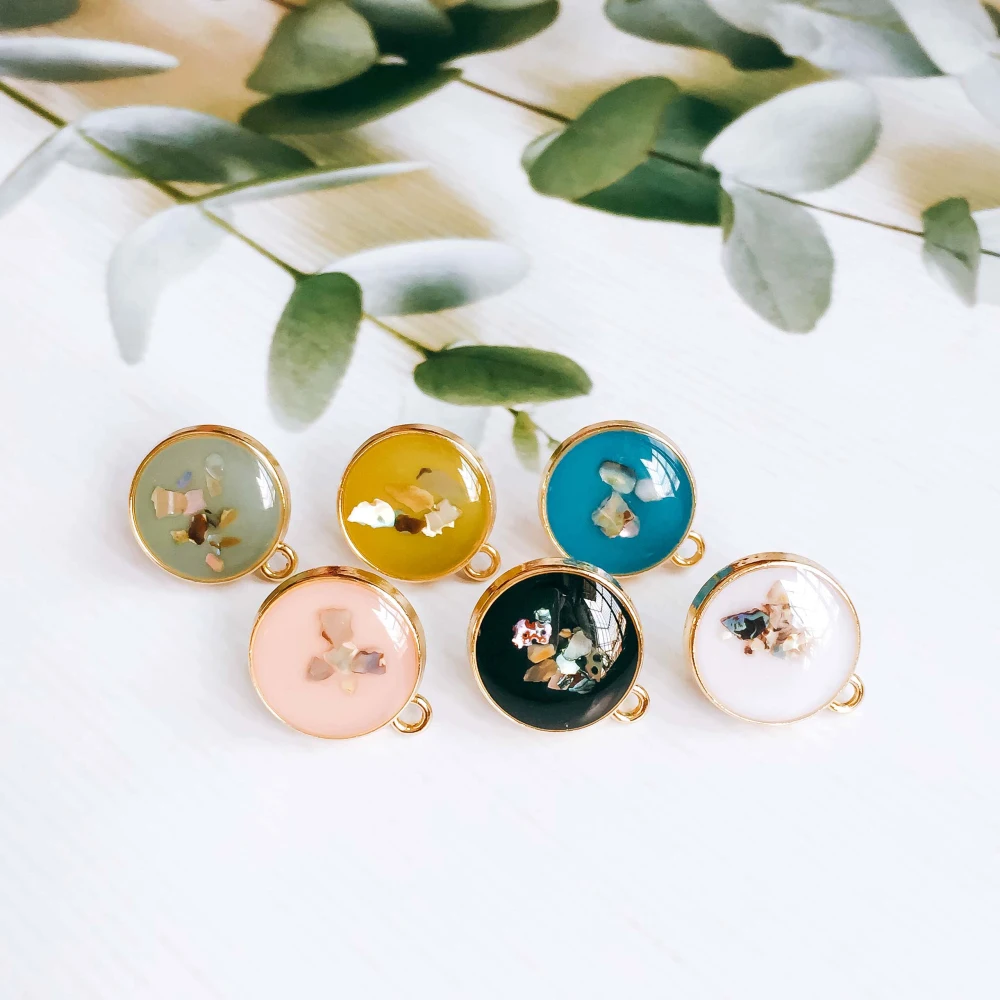 

Enamel Alloy Round Stud Earring Components Eardrop Simple Style for Women DIY Jewelry Accessories Handmade Materials 6pcs