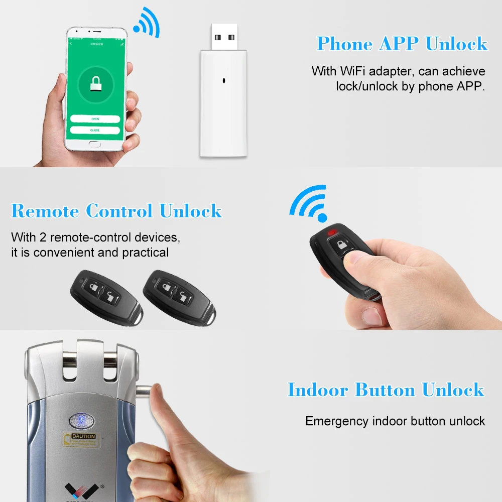 WAFU HF-018W WiFi умный замок с дистанционным управлением Домашняя безопасность Простая установка электронный замок Невидимый БЕСКЛЮЧЕВОЙ умный дверной замок