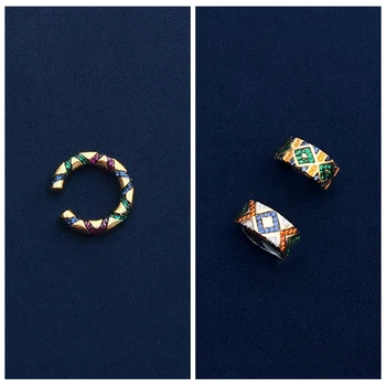 

cheny s925 sterling silver new colorful tribal ear bone clip female personality Bulgarian style earless stone striped ear jewelr