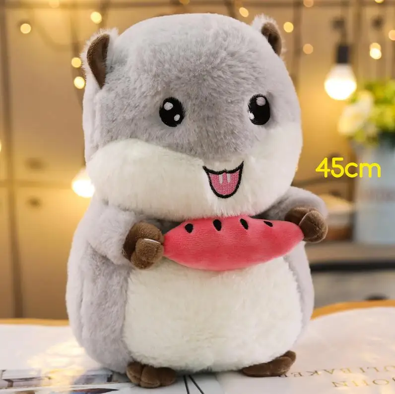 1 шт. 35/45/65 см Прекрасный держа фруктовый хомяк плюшевые игрушки kawaii мягкие игрушки для животных с одеяло милые куклы на день рождения подарки на Рождество - Цвет: 45CM grey