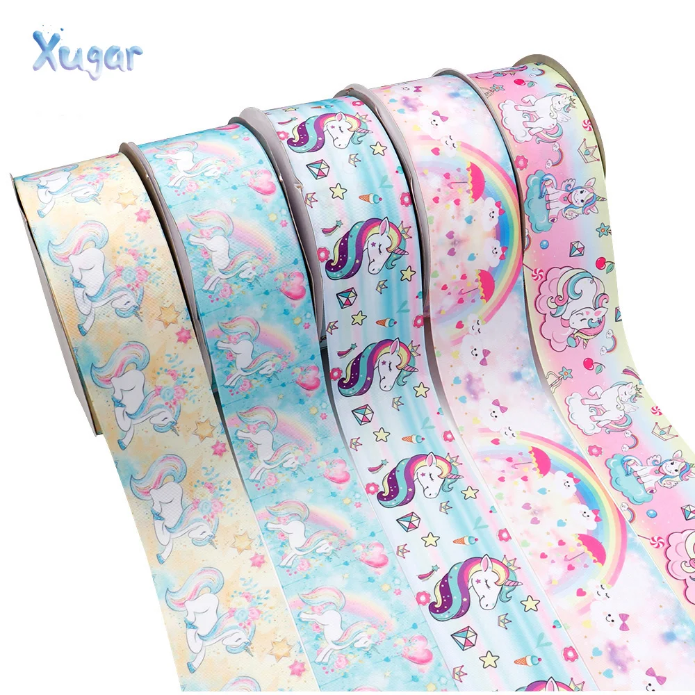 

2Yards 3" 75mm Unicorn Series Garment Accessories Heat Transfer Printing Gift Wrapping Belt DIY Polyester Ribbon Sewing Crafts