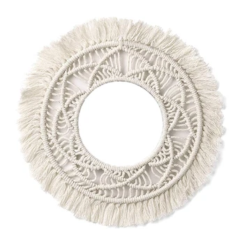 

Bohemian Fringed Wall Frame Tapestry Macrame Ceremony Background Wall Decor Art Frame for Home Living Room Decoration-B