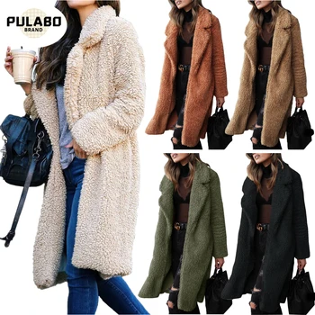 

2020 Autumn Winter Faux Fur Coat Women Warm Teddy Bear Coat Ladies Fur Jacket Female Teddy Outwear Plush Overcoat Long Coat