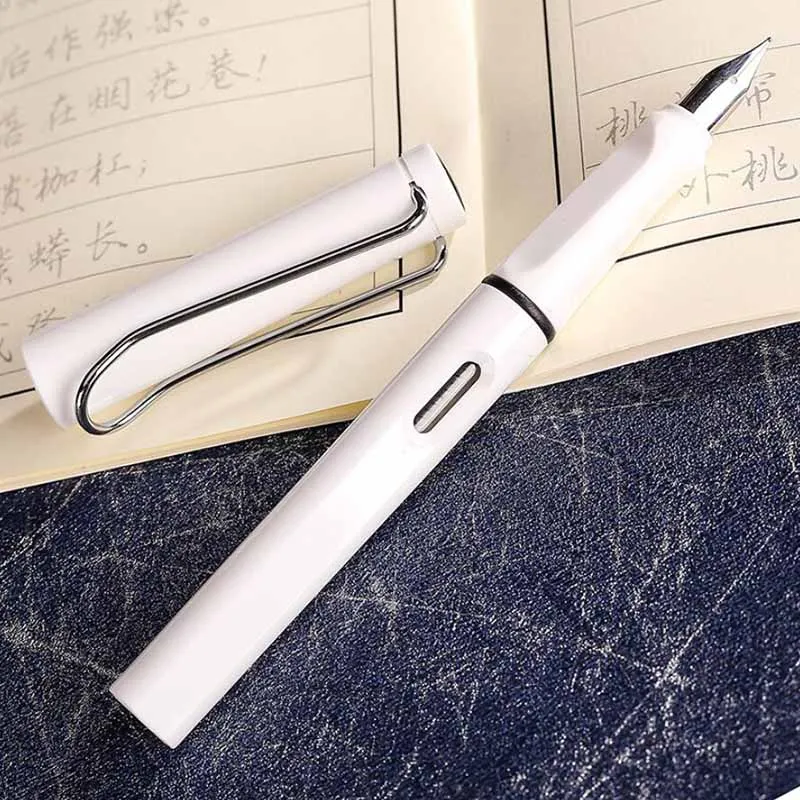 Lamyw 2 стиля металл или пластик Ingenuitying fountainPen офисные школьные чернила ручка подарок черный красный серый Металл чернила перьевая ручка серебро - Цвет: Розовый