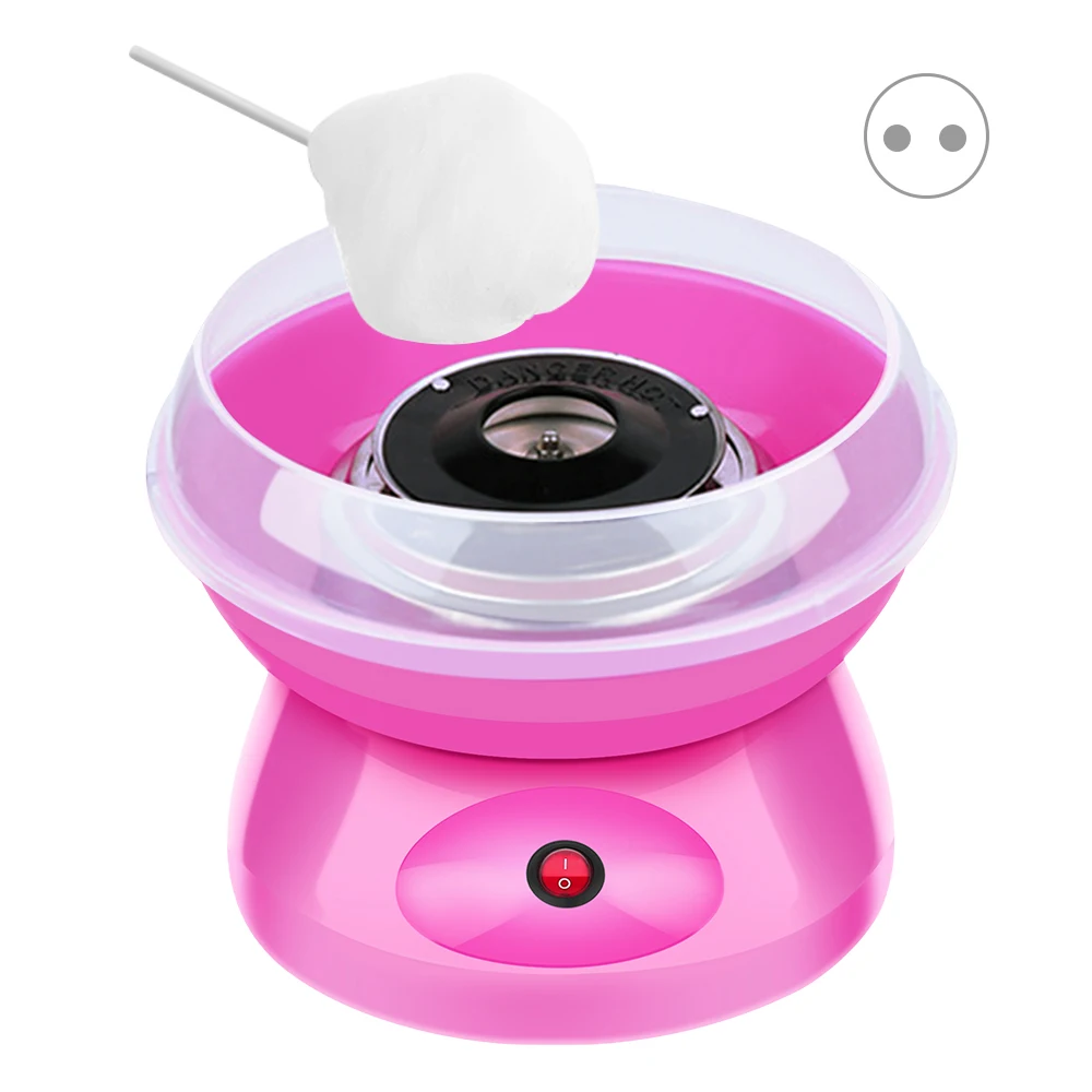 Pink 220v EU Plug Electric DIY Sweet Cotton Candy Maker EU Plug /US Plug Portable Cotton Floss Machine 220V Making Machine - Color: Pink 220v EU Plug