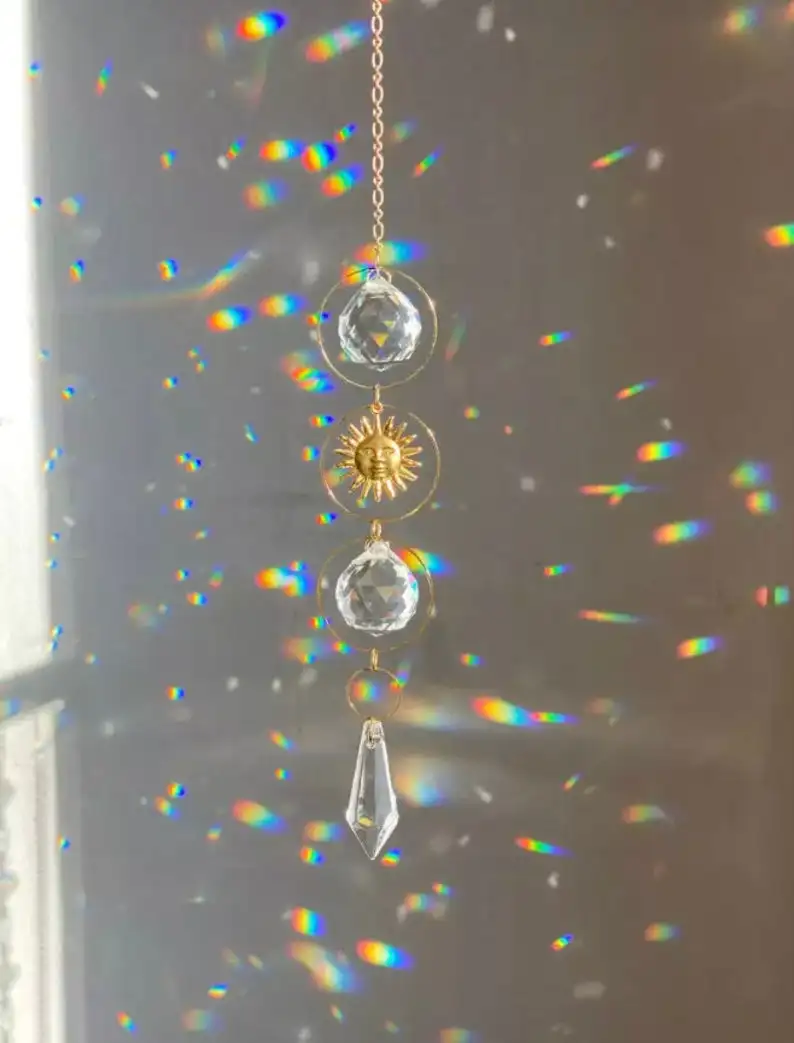 Nuevo  Suncatcher cristal colgante de ventana, decoración de coche decoración de prisma máquina de arcoíris Boho bruja Luna coche ventana decoración de la habitación de receptor de sol RLwqeEWwlzL