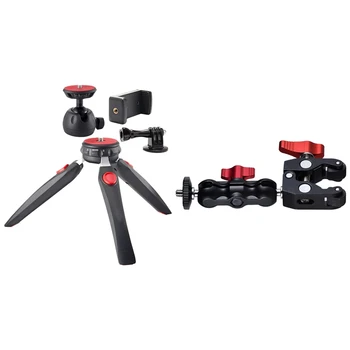 

Slr Camera ic Arm Double Hot Shoe Ball Head Crab Claw Clip with Mini Tripod Camera Holder